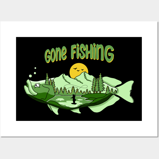 Gone Fishing on the Lake Wall Art by Tebscooler